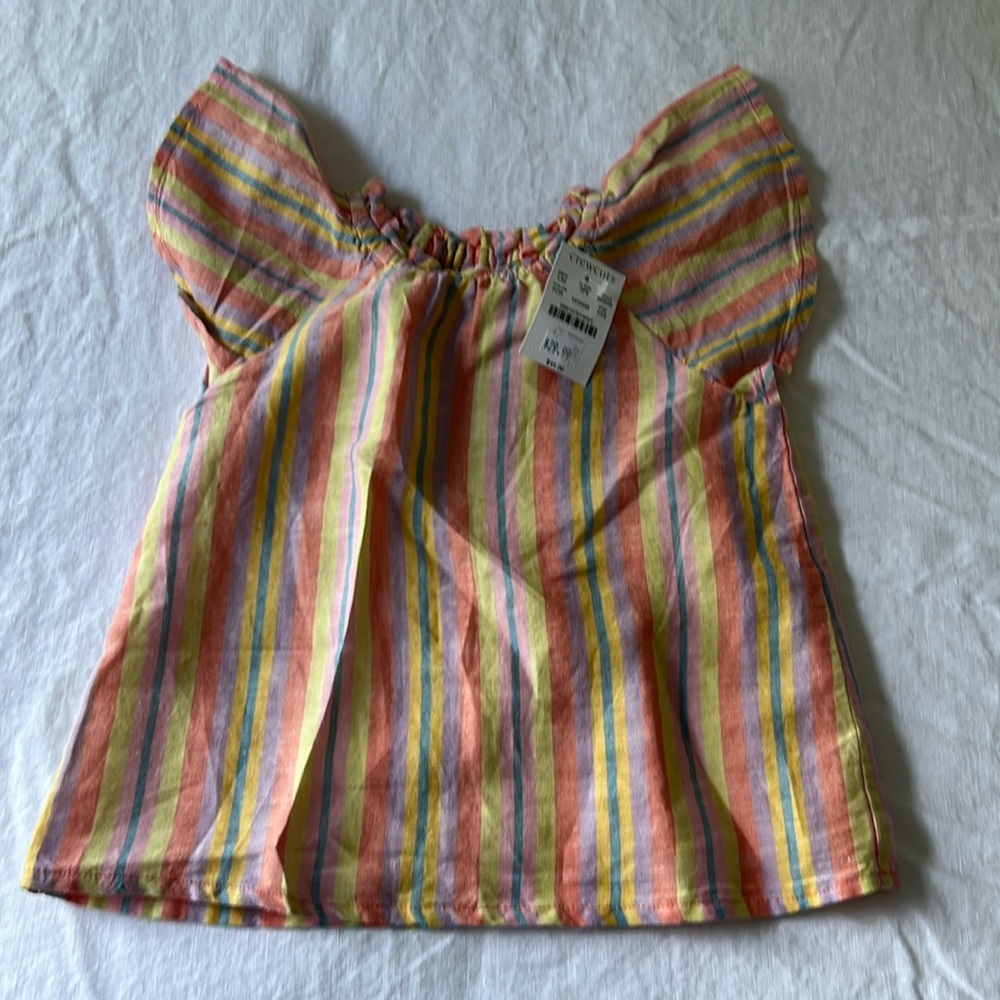 NWT - Crewcuts Girls linen/cotton striped top - Size XXS